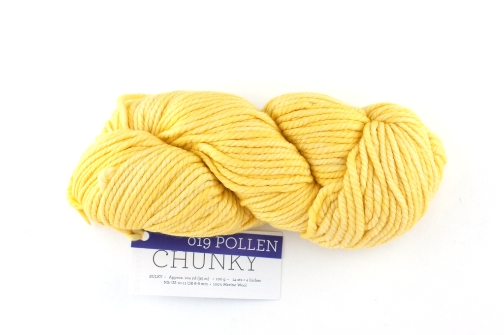 Malabrigo Chunky in color Pollen, Bulky Weight Merino Wool Knitting Yarn, light yellow, #019