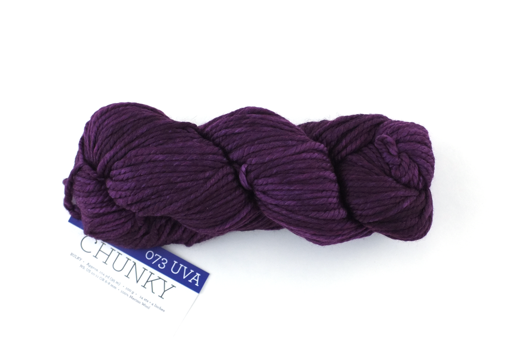 Malabrigo Chunky in color Uva, Bulky Weight Merino Wool Knitting Yarn, dark grape purple, #073 - Purple Sage Yarns