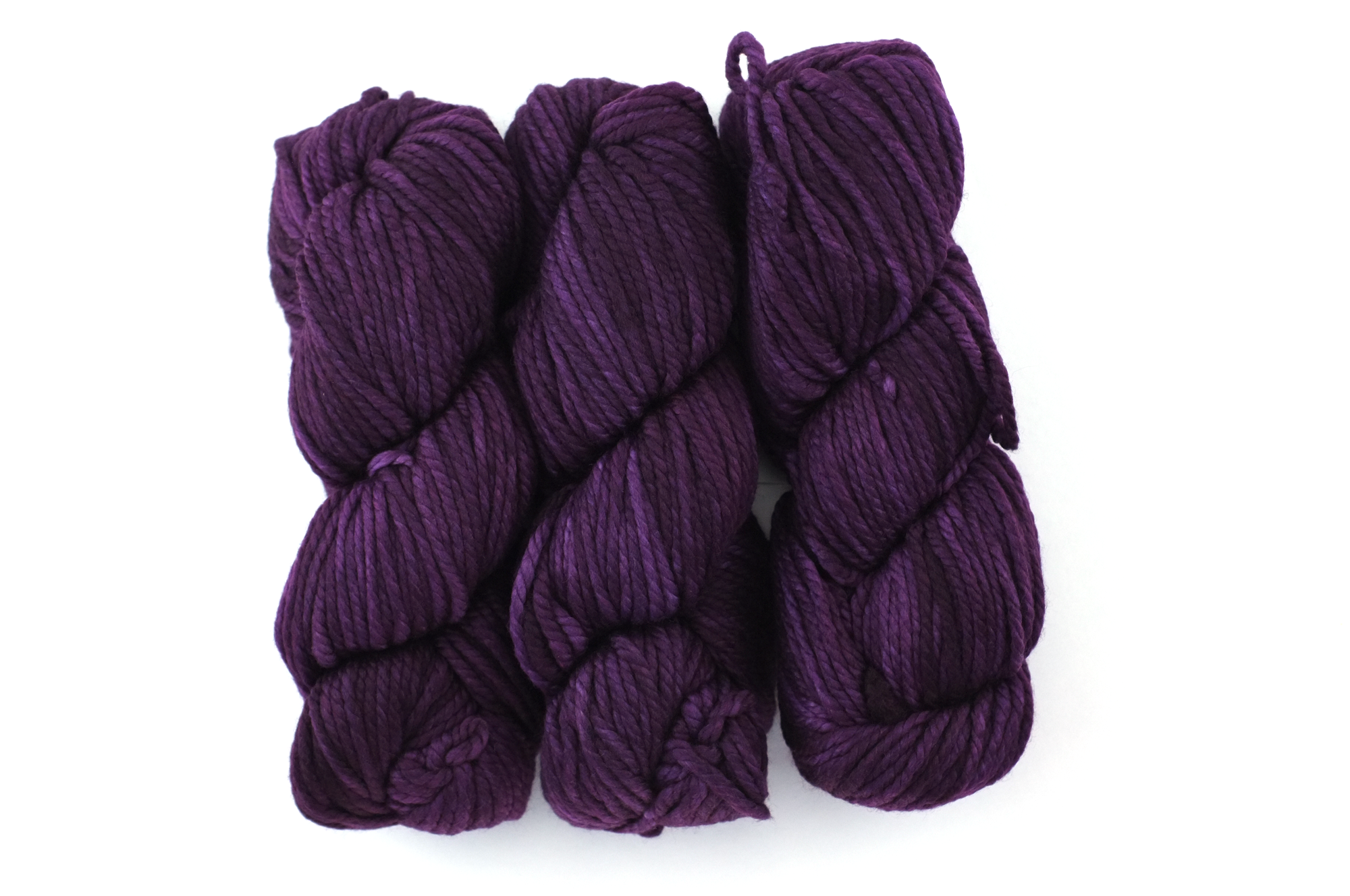 Malabrigo Chunky in color Uva, Bulky Weight Merino Wool Knitting Yarn, dark grape purple, #073 - Purple Sage Yarns