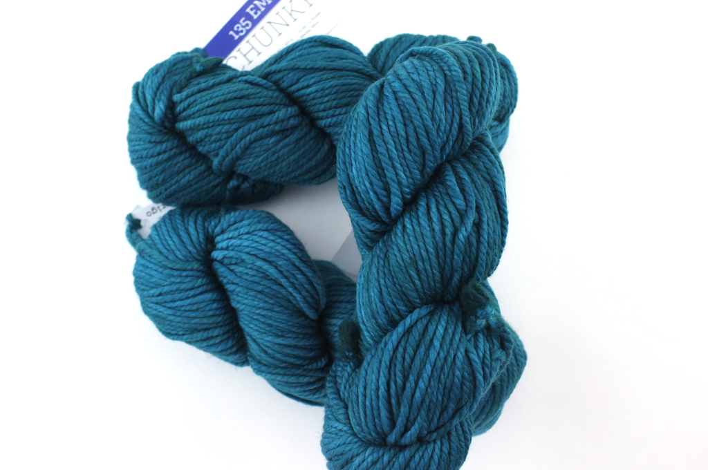 Malabrigo Chunky in color Emerald, Bulky Weight Merino Wool Knitting Yarn, deep teal green, #135 - Purple Sage Yarns