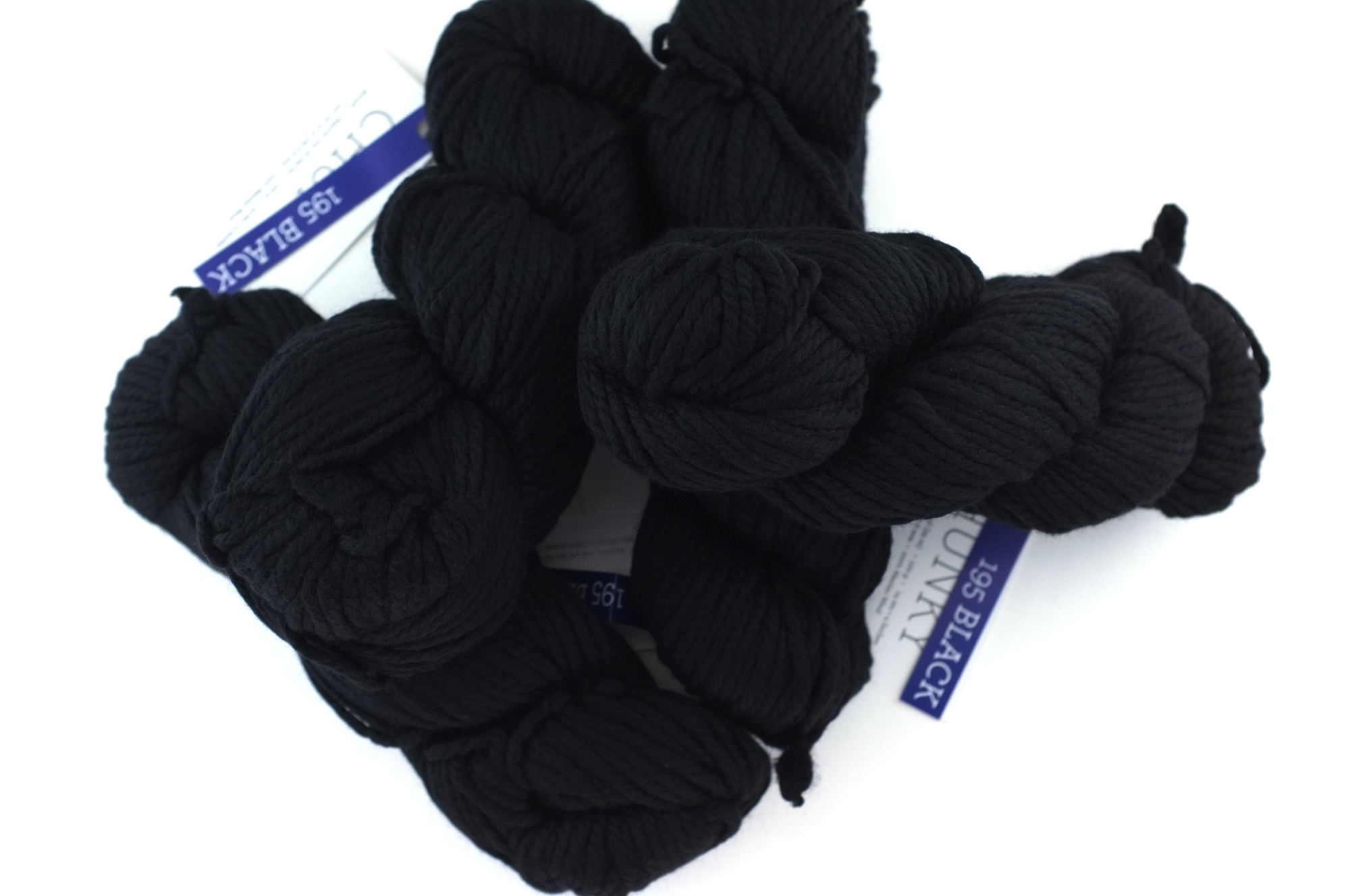 Malabrigo Chunky in color Black, Bulky Weight Merino Wool Knitting Yarn, solid black, #195