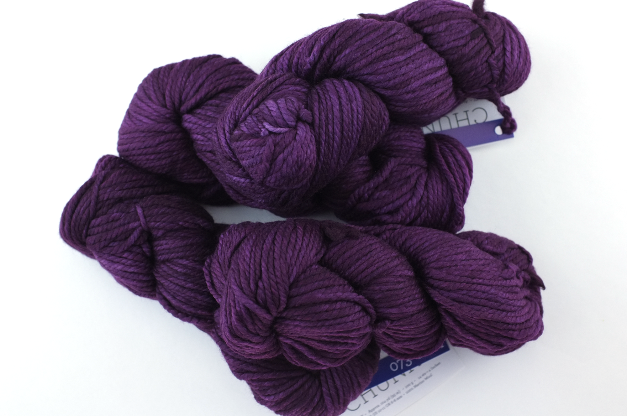 Malabrigo Chunky in color Uva, Bulky Weight Merino Wool Knitting Yarn, dark grape purple, #073 - Purple Sage Yarns