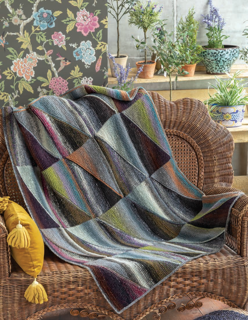 Kureyon Half and Half blanket, free digital knitting pattern download from Purple Sage Yarns