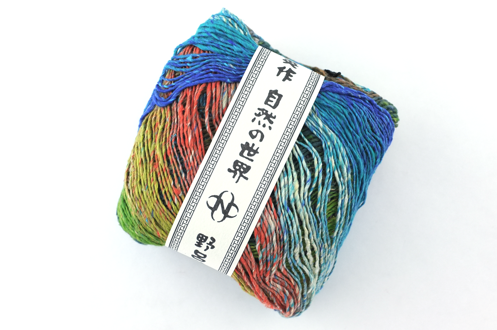 Noro Haruito, silk-cotton yarn, worsted weight, blues, greens, dragon skeins, col 01 from Purple Sage Yarns