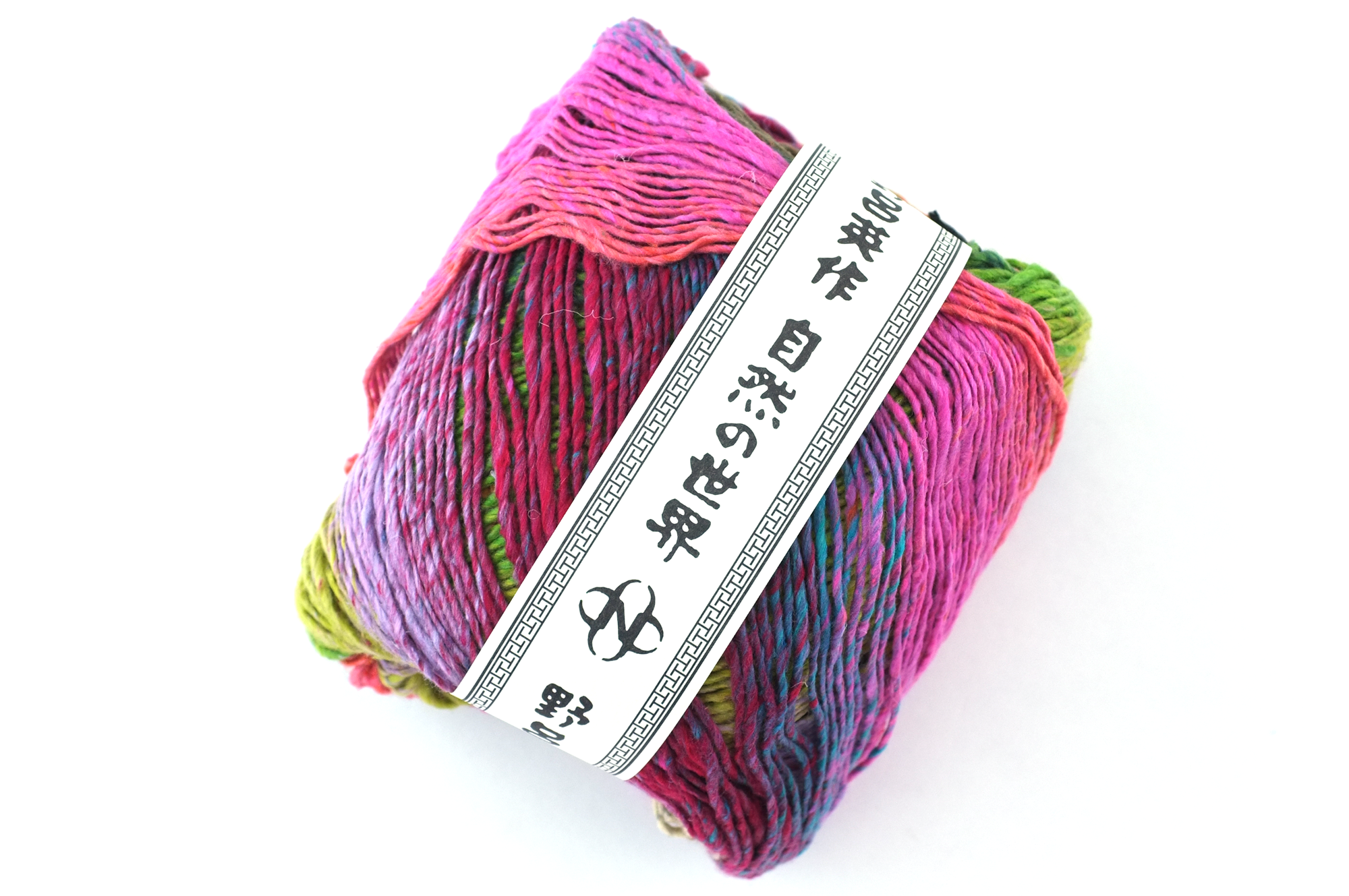 Noro Haruito, silk-cotton yarn, worsted weight, hot pink, greens, dragon skeins, col 02