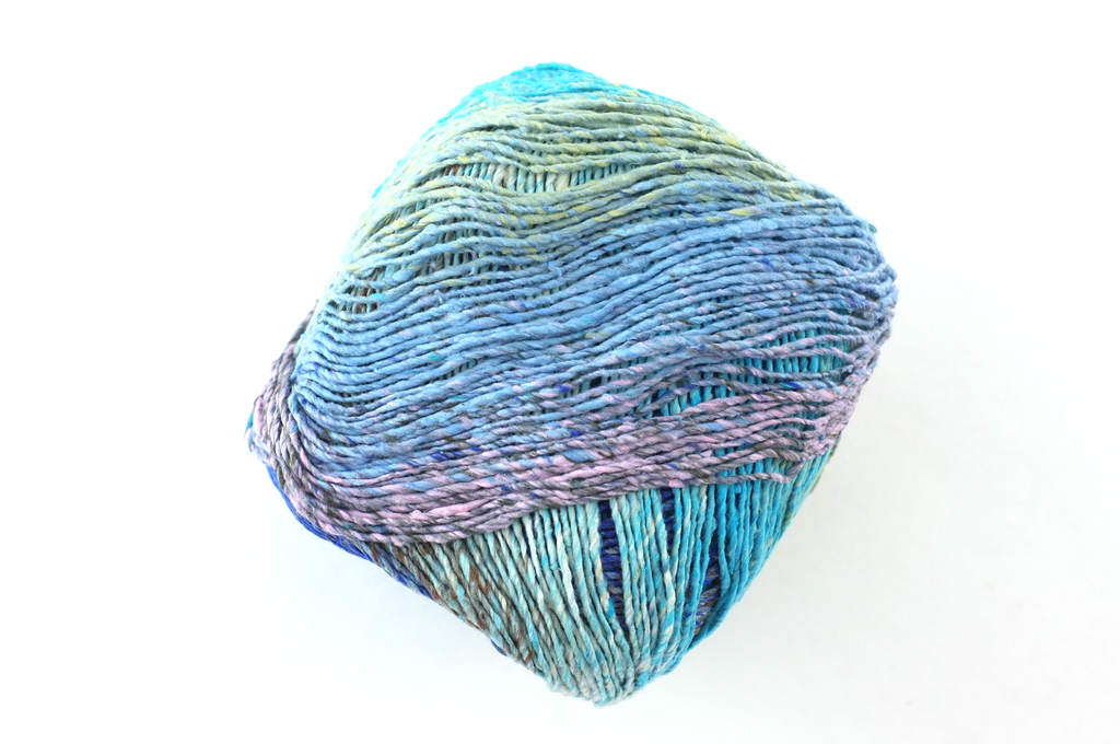 Noro Haruito, silk-cotton yarn, worsted weight, blues, dragon skeins, col 06 from Purple Sage Yarns