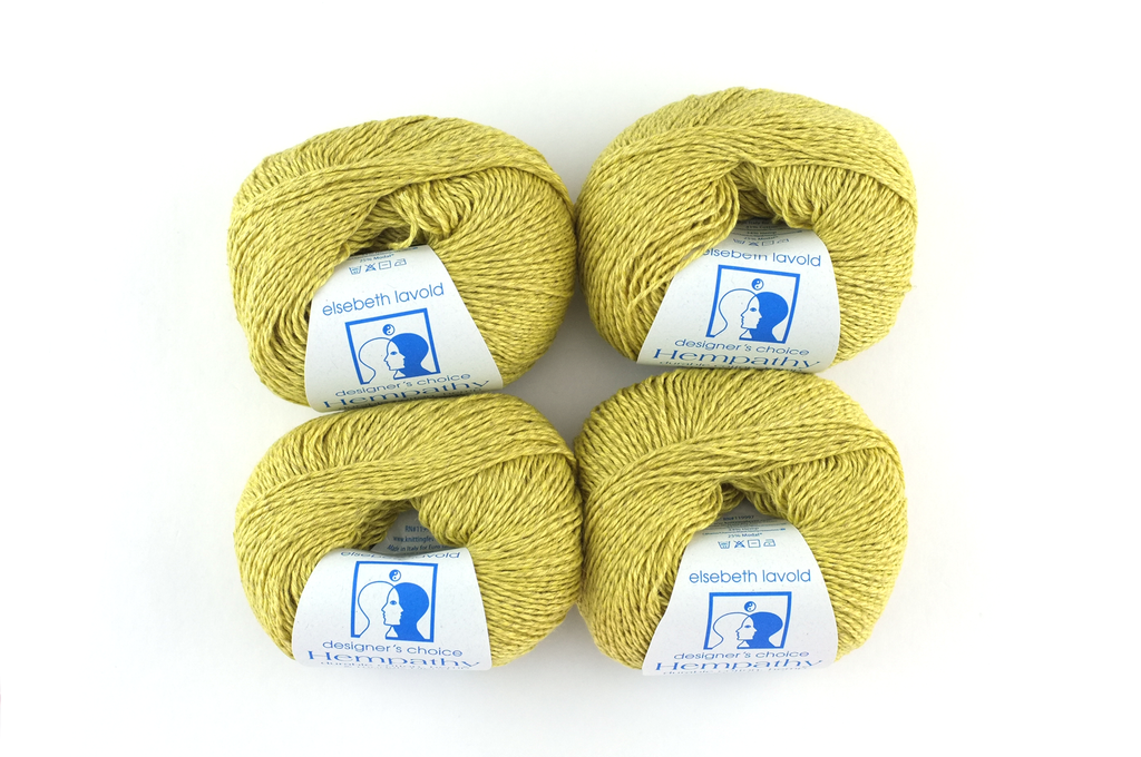 Hempathy no 107, Flax, hemp yarn, linen-like DK weight knitting yarn in straw yellow from Purple Sage Yarns