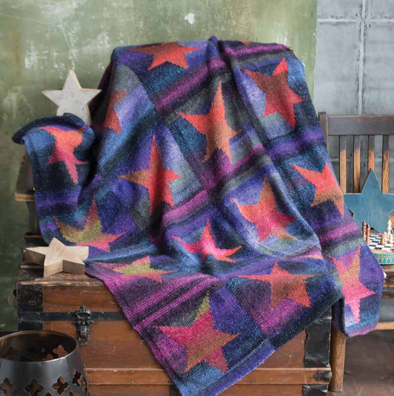 Star blanket with Noro Silk Garden free digital knitting pattern from Purple Sage Yarns
