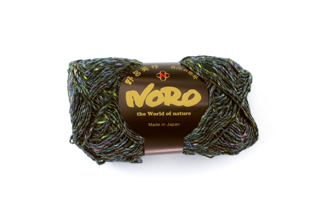 Noro Silk Garden Sock Solo Color TW87, Wool Silk Mohair Sport Weight Knitting Yarn, pastel rainbow on off-black dark gray tweed from Purple Sage Yarns