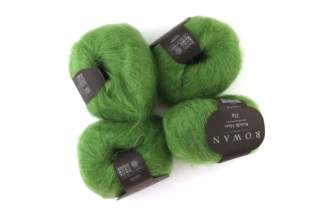 Rowan Kidsilk Haze, Olive #721, medium green, mohair/silk laceweight yarn - Purple Sage Yarns