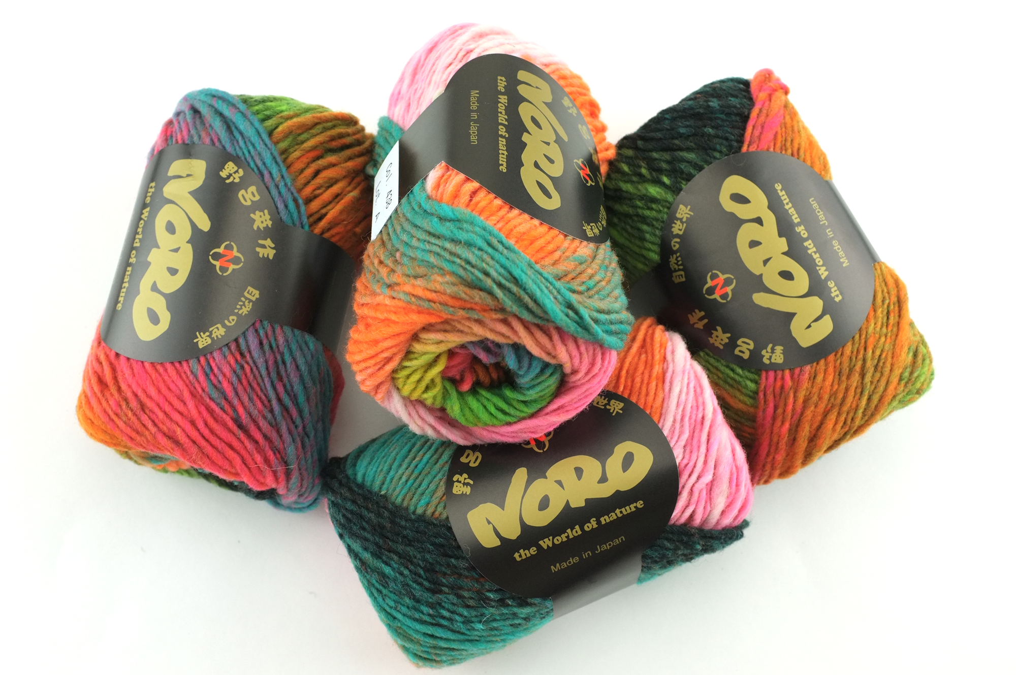 Noro Kureyon Color 438, Worsted Weight 100% Wool Knitting Yarn, orange, teal, kelly, yellow