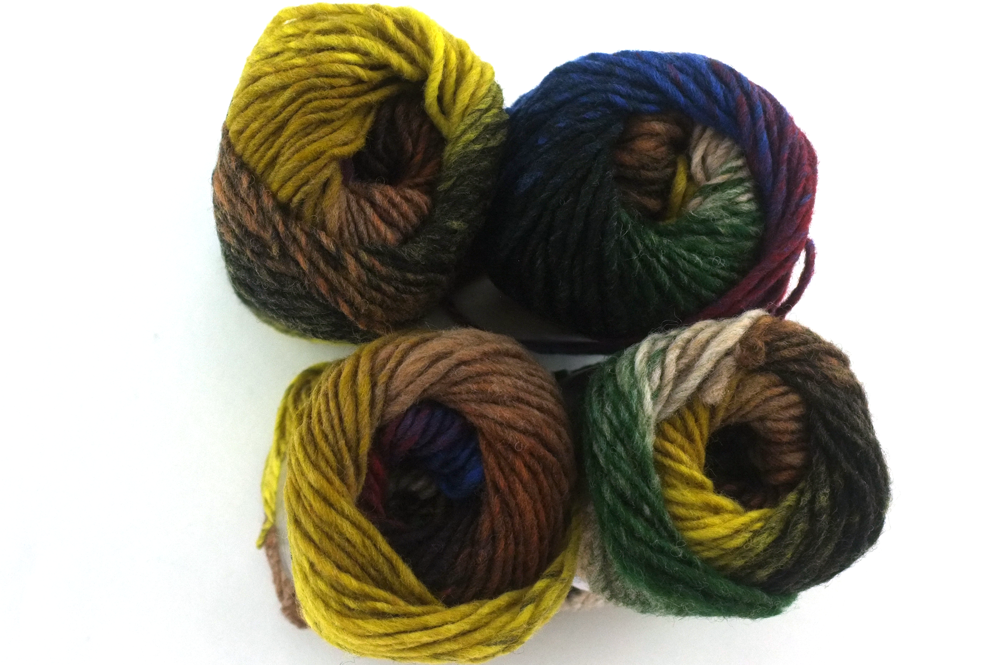 Noro Kureyon Color 441, Worsted Weight 100% Wool Knitting Yarn, mustard, green, blue, brown