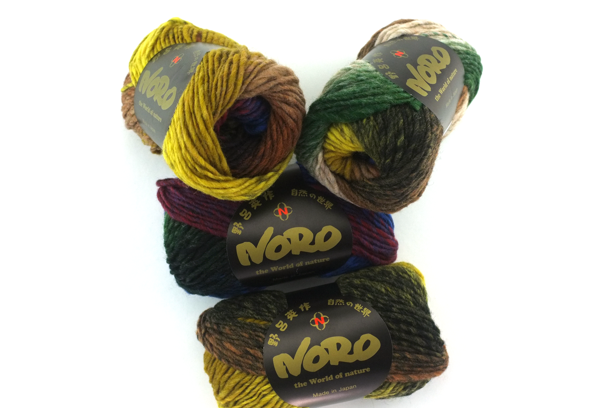 Noro Kureyon Color 441, Worsted Weight 100% Wool Knitting Yarn, mustard, green, blue, brown