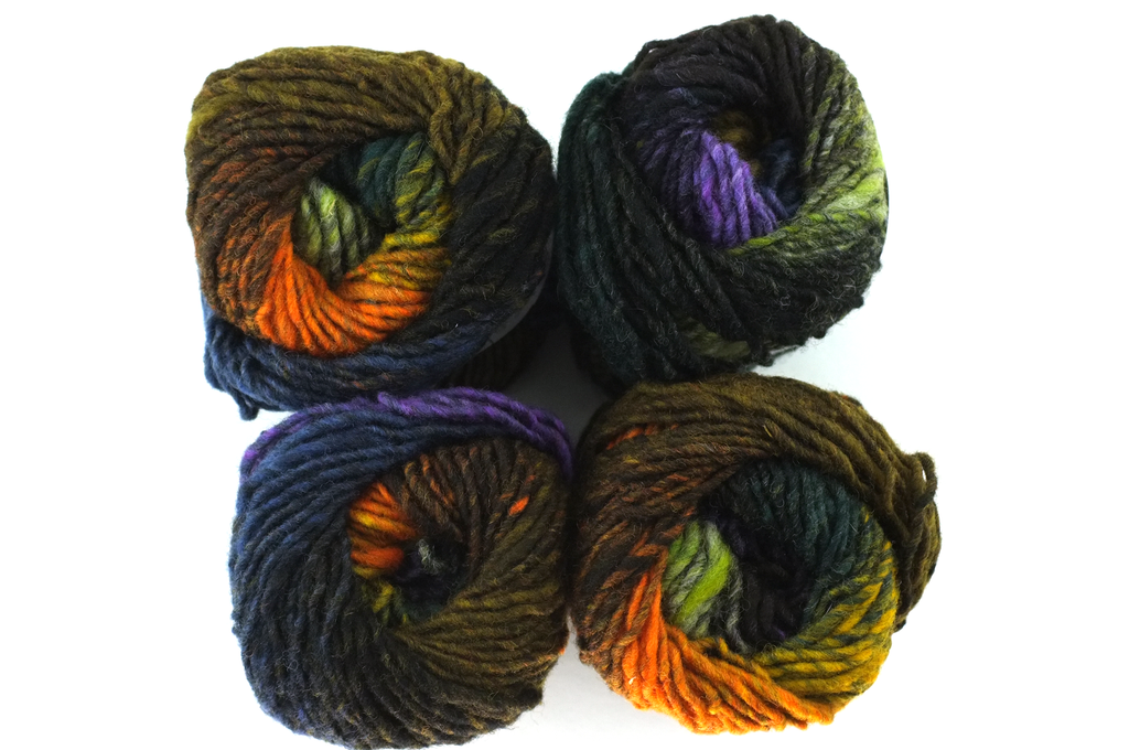 Noro Kureyon Color 446, Worsted Weight 100% Wool Knitting Yarn, black, purple, orange from Purple Sage Yarns