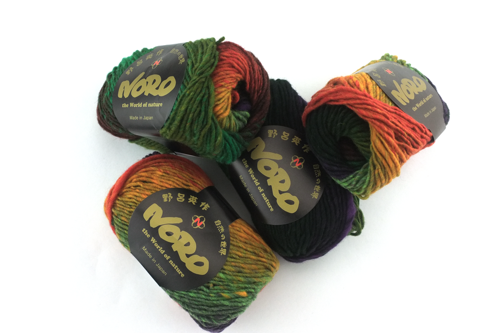 Noro Kureyon Color 88, Worsted Weight 100% Wool Knitting Yarn, green, orange, rust, purple from Purple Sage Yarns