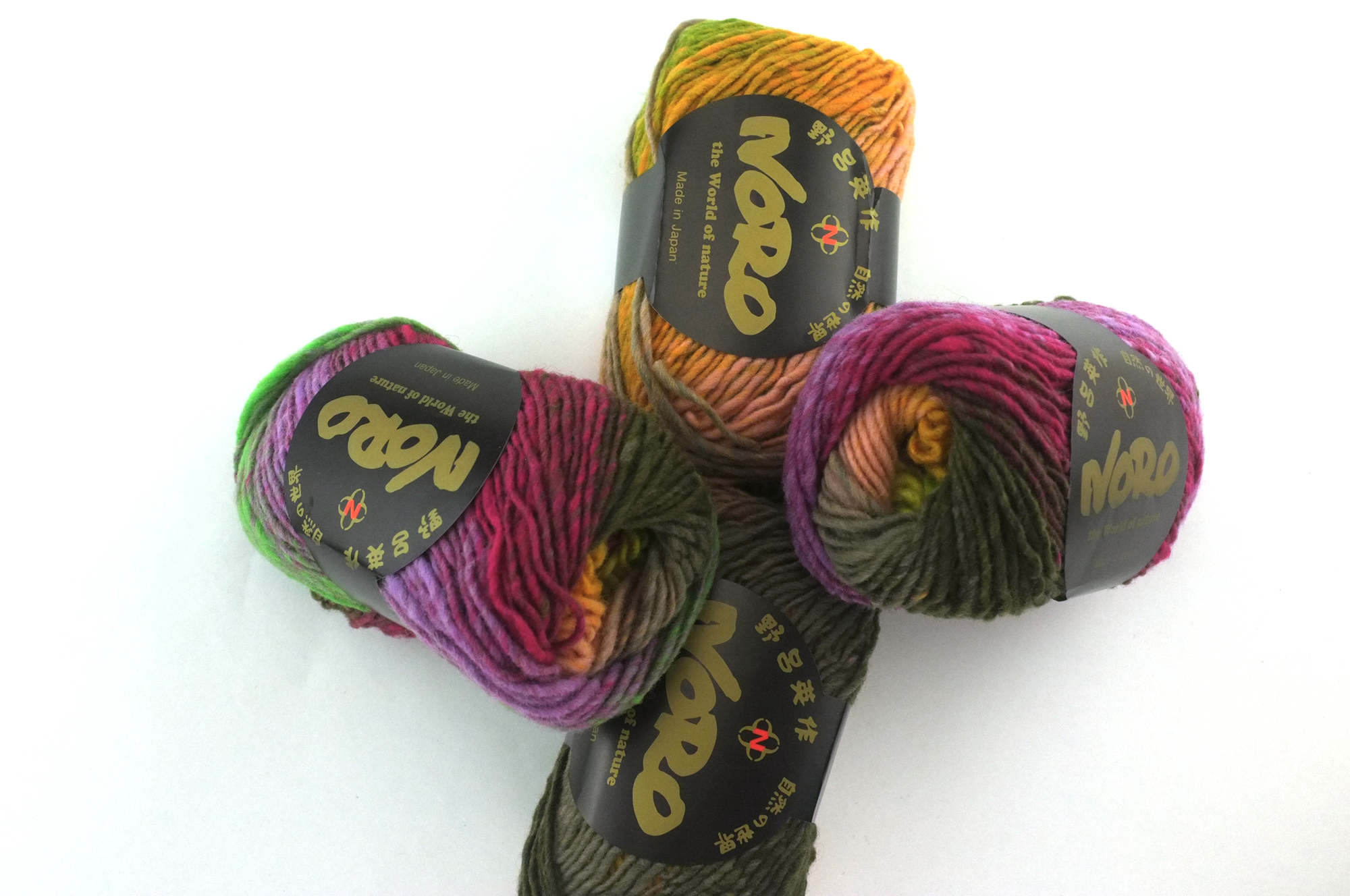 Noro Kureyon Color 95, Worsted Weight 100% Wool Knitting Yarn, melon, magenta, olive