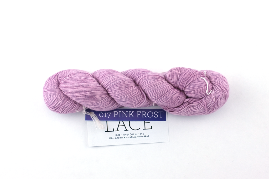 Malabrigo Lace in color Pink Frost, Lace Weight Merino Wool Knitting Yarn, delicate pink, #017 - Purple Sage Yarns