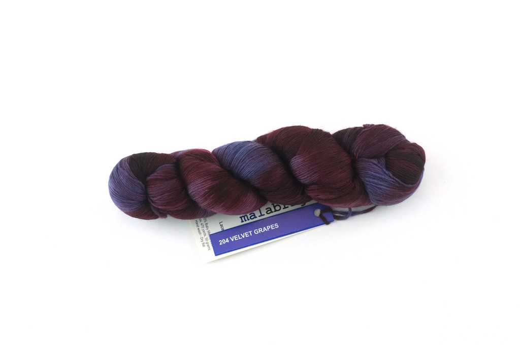 Malabrigo Lace in color Velvet Grapes, Lace Weight Merino Wool Knitting Yarn, dark magenta purple, #204 - Purple Sage Yarns