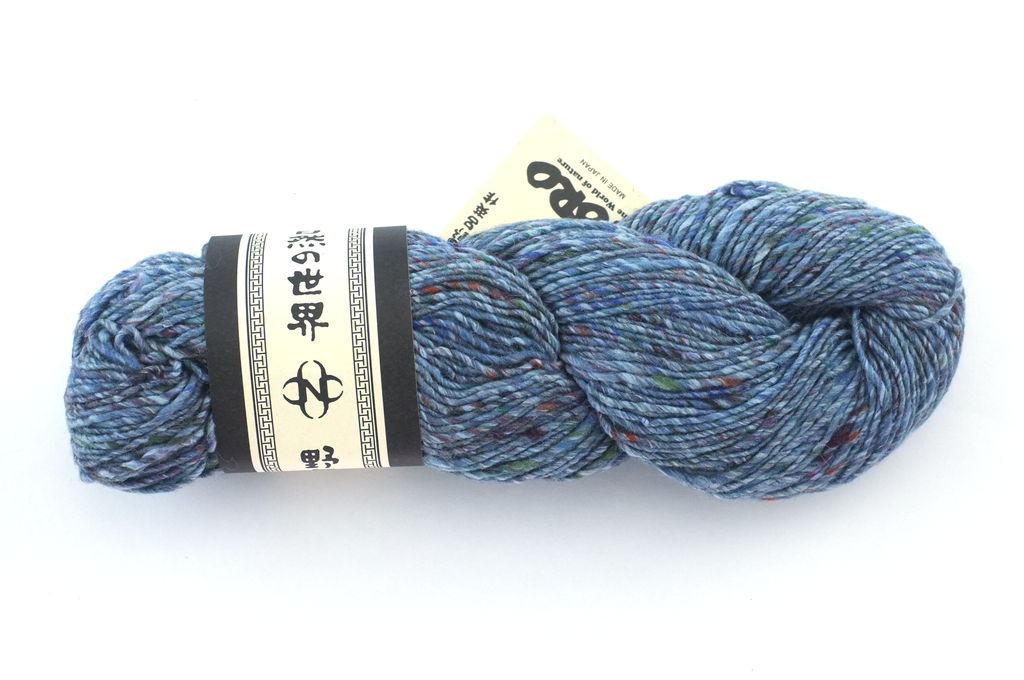 Noro Madara Color 04, wool silk alpaca, worsted weight knitting yarn, slate blue tweed from Purple Sage Yarns