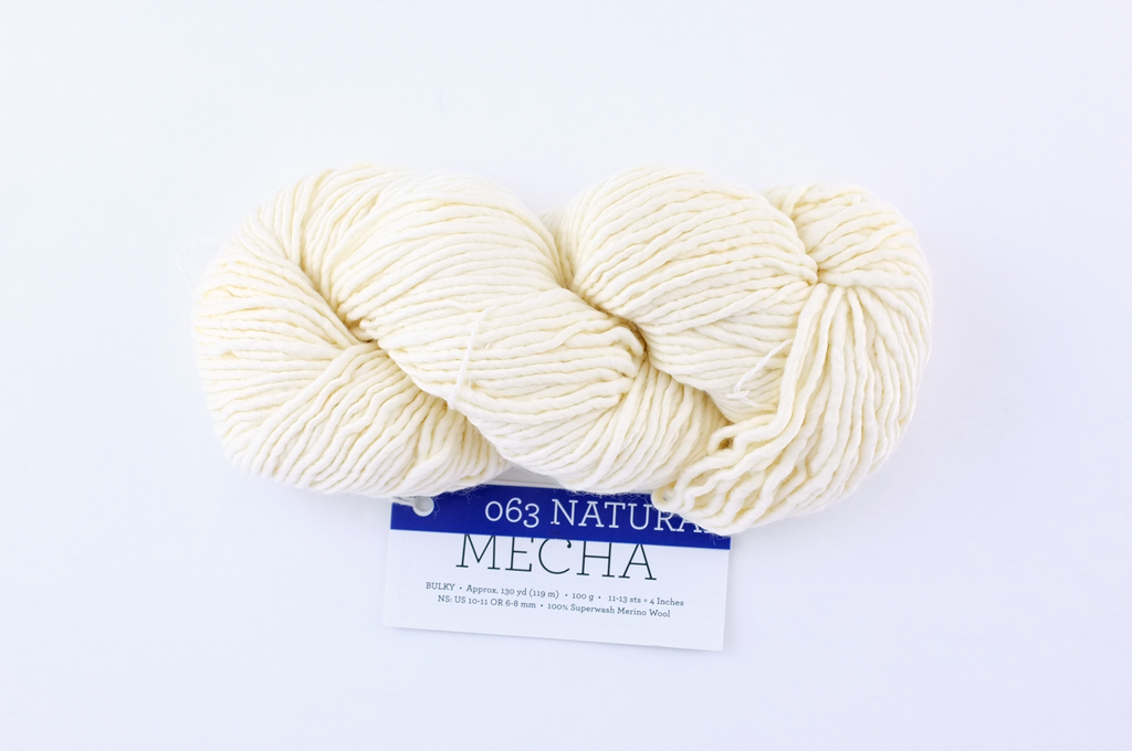 Malabrigo Mecha in color Natural, Merino Wool Bulky Weight Knitting Yarn, off-white natural shade, #063 - Purple Sage Yarns