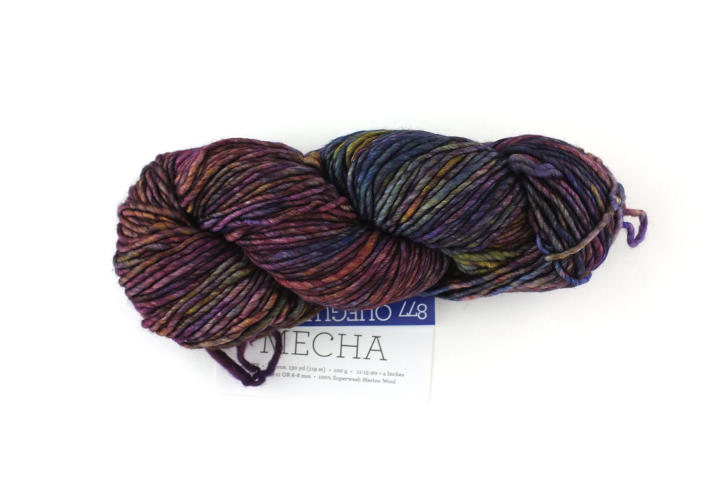 Malabrigo Mecha in color Queguay, Bulky Weight Merino Wool Knitting Yarn, purple, wheat, greens, #877 - Purple Sage Yarns