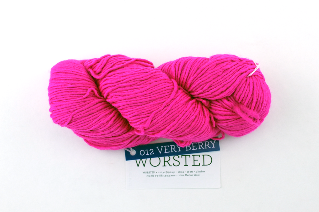 Malabrigo Worsted in color Very Berry, Merino Wool Aran Weight Knitting Yarn, neon pink, #012 - Purple Sage Yarns