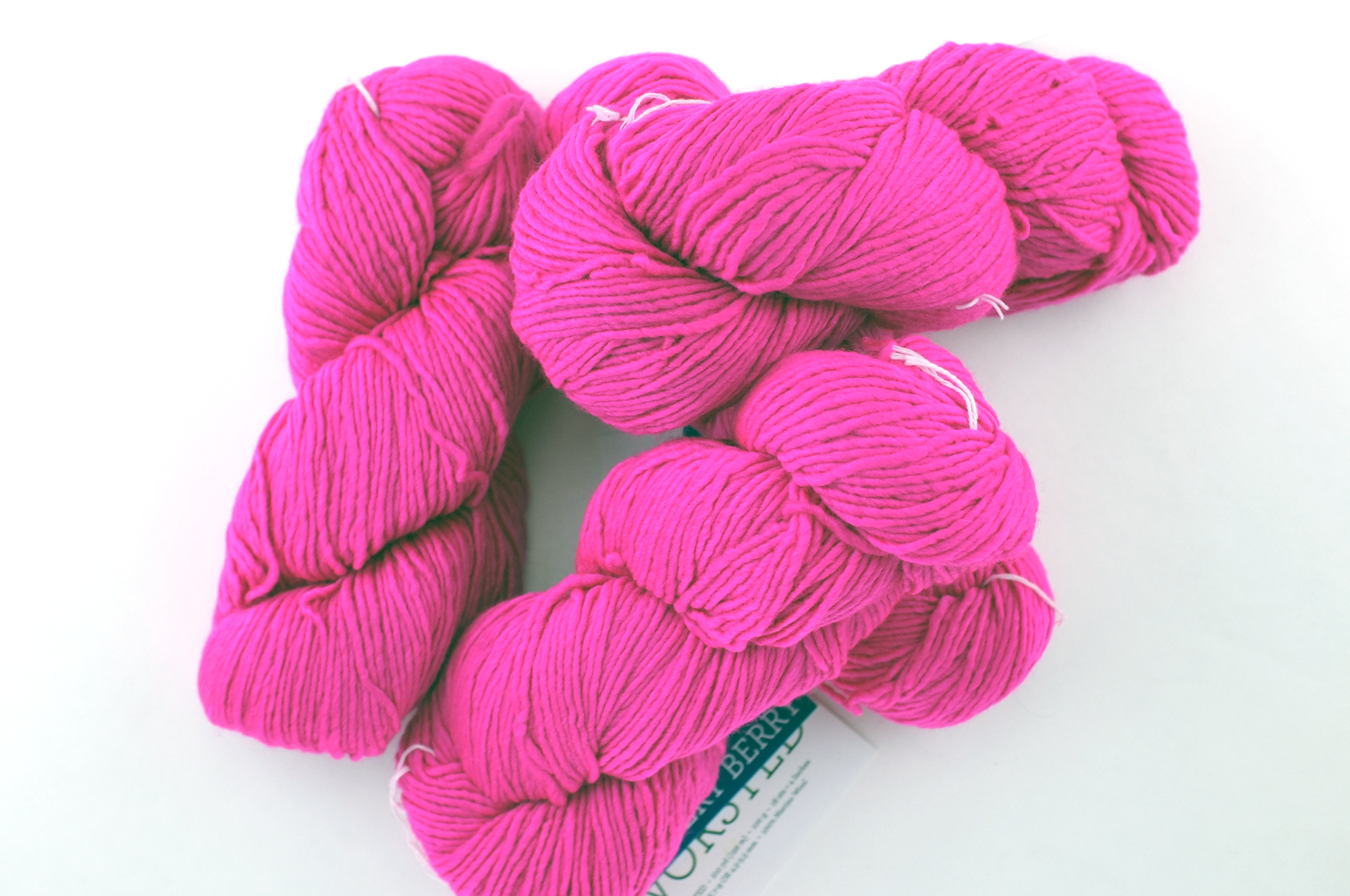 Malabrigo Worsted in color Very Berry, Merino Wool Aran Weight Knitting Yarn, neon pink, #012 - Purple Sage Yarns