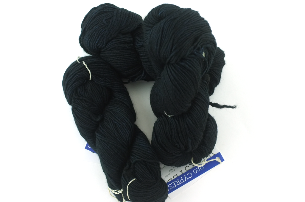 Malabrigo Worsted in color Cypress, #020, Merino Wool Aran Weight Knitting Yarn, black - Purple Sage Yarns