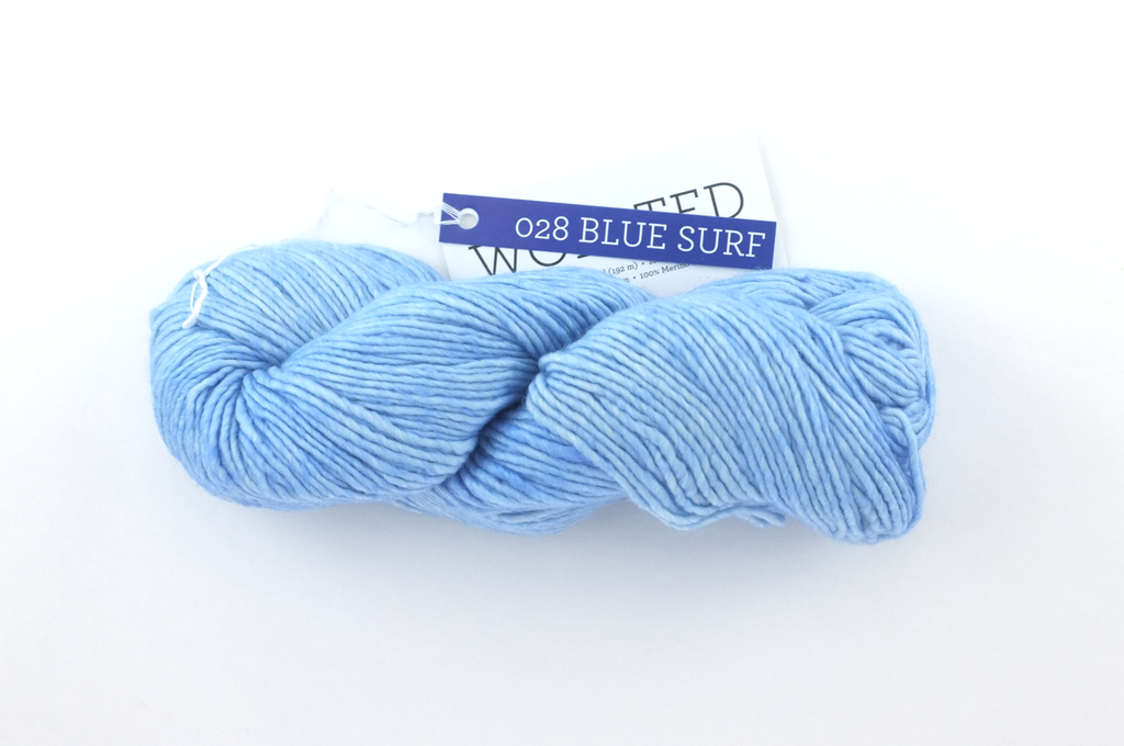 Malabrigo Worsted in color Blue Surf, #028, Merino Wool Aran Weight Knitting Yarn, warm light blue - Purple Sage Yarns
