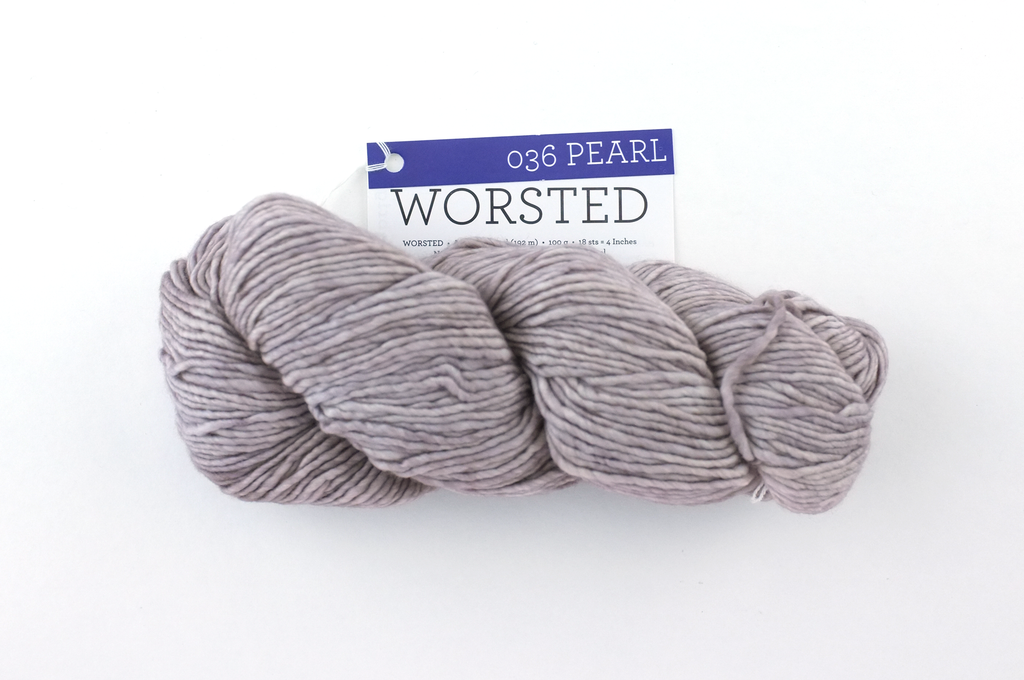 Malabrigo Worsted in color Pearl, #036, Merino Wool Aran Weight Knitting Yarn, pale gray - Purple Sage Yarns