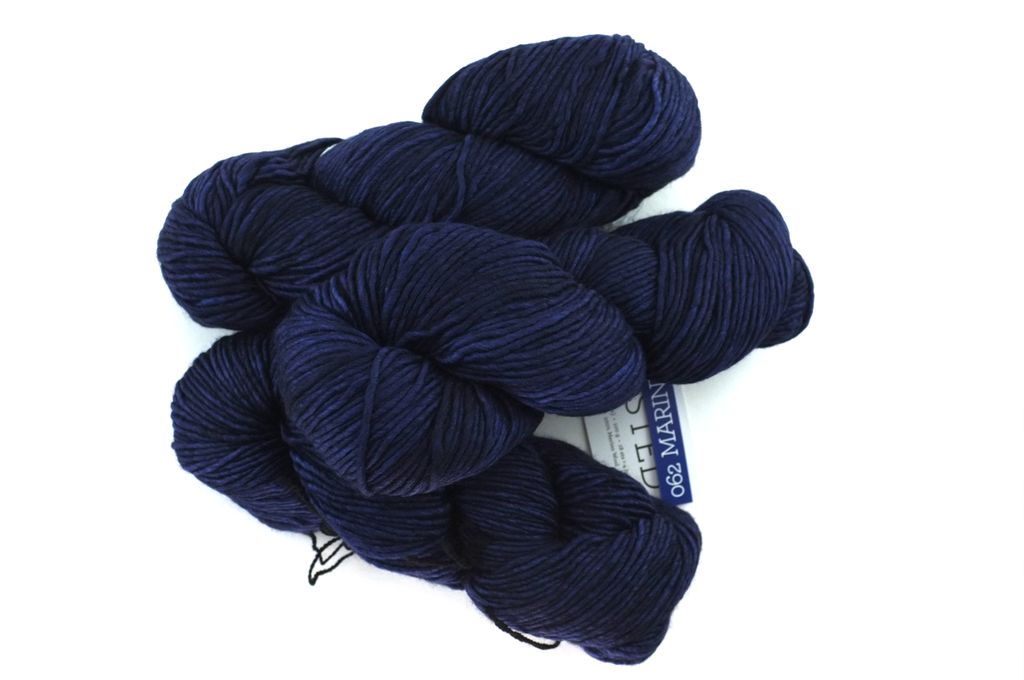Malabrigo Worsted in color Marine, #062, Merino Wool Aran Weight Knitting Yarn, darkest blue - Purple Sage Yarns