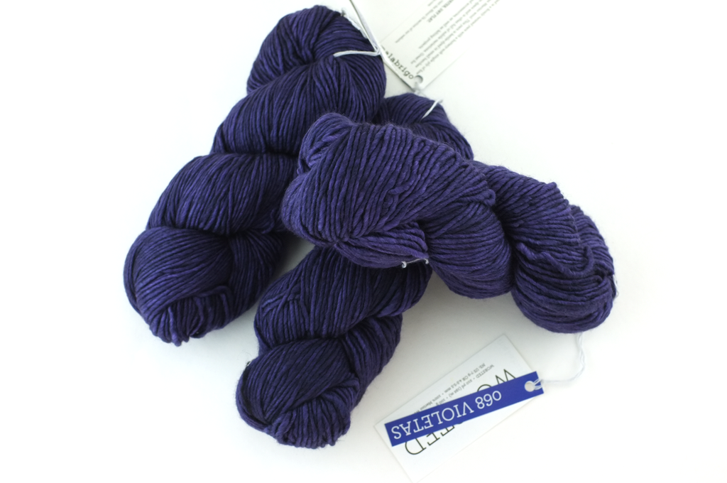 Malabrigo Worsted in color Violetas, #068, Merino Wool Aran Weight Knitting Yarn, deep violet purple - Purple Sage Yarns