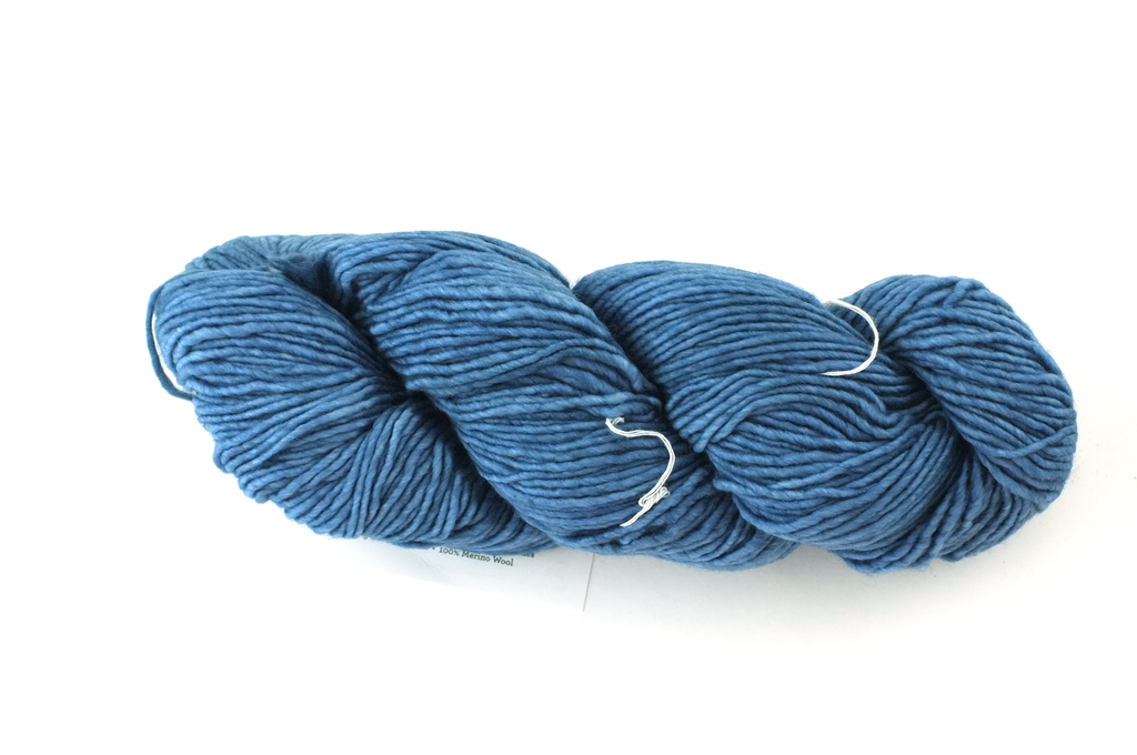 Malabrigo Worsted in color Stone Blue, #099, Merino Wool Aran Weight Knitting Yarn, medium jeans blue - Purple Sage Yarns
