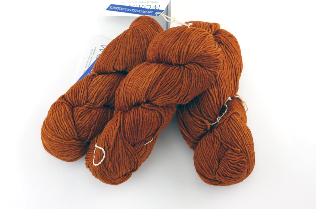 Malabrigo Worsted in color Rhodesian Ridgeback, #123, Merino Wool Aran Weight Knitting Yarn, rust - Purple Sage Yarns