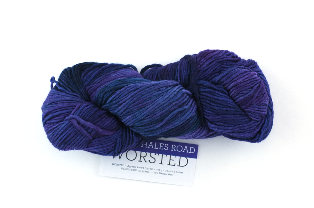 Malabrigo Worsted in color Whale's Road, #247, Merino Wool Aran Weight Knitting Yarn, blues, purples - Purple Sage Yarns
