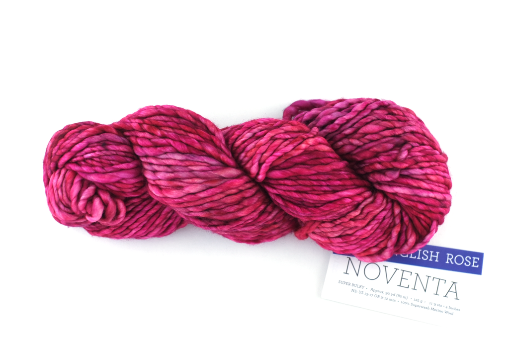 Malabrigo Noventa in color English Rose, Merino Wool Super Bulky Knitting Yarn, machine washable, pink shades, #057 - Purple Sage Yarns