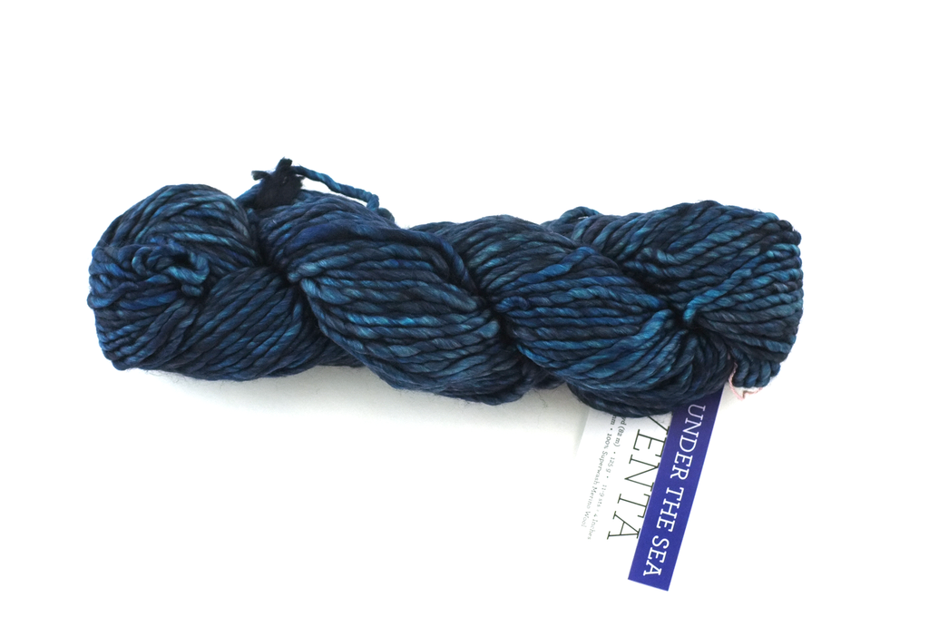 Malabrigo Noventa in color Under the Sea, Merino Wool Super Bulky Knitting Yarn, machine washable, dark blues, #362 - Purple Sage Yarns