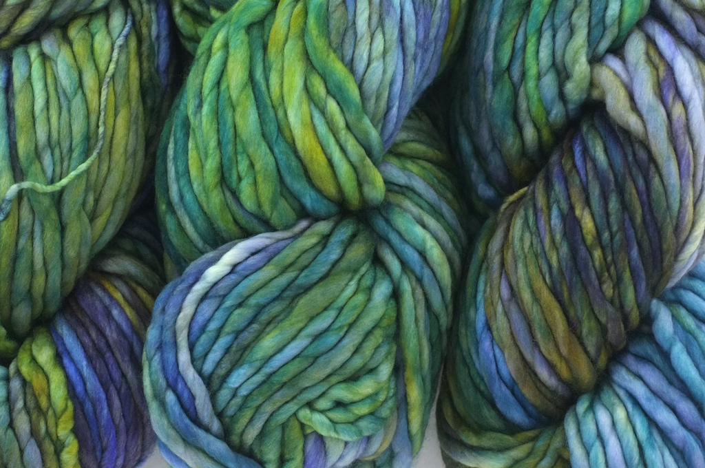 Malabrigo Rasta in color Indiecita, Merino Wool Super Bulky Knitting Yarn, purple, blue, green, #416 - Purple Sage Yarns