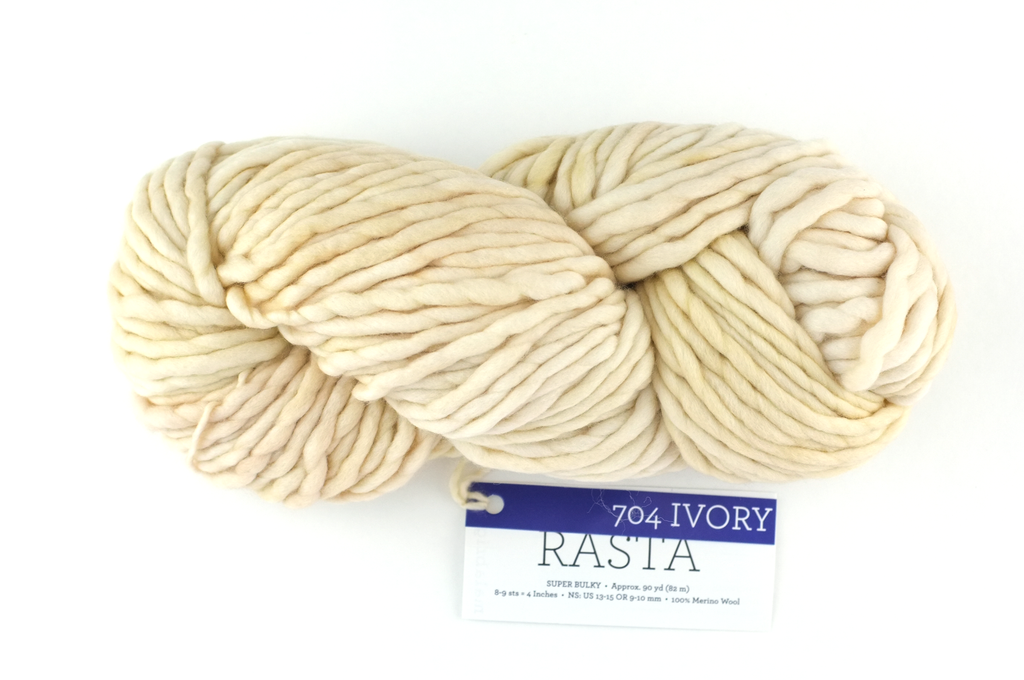 Malabrigo Rasta in color Ivory, Super Bulky Merino Wool Knitting Yarn, warm buttery shade, #704 - Purple Sage Yarns