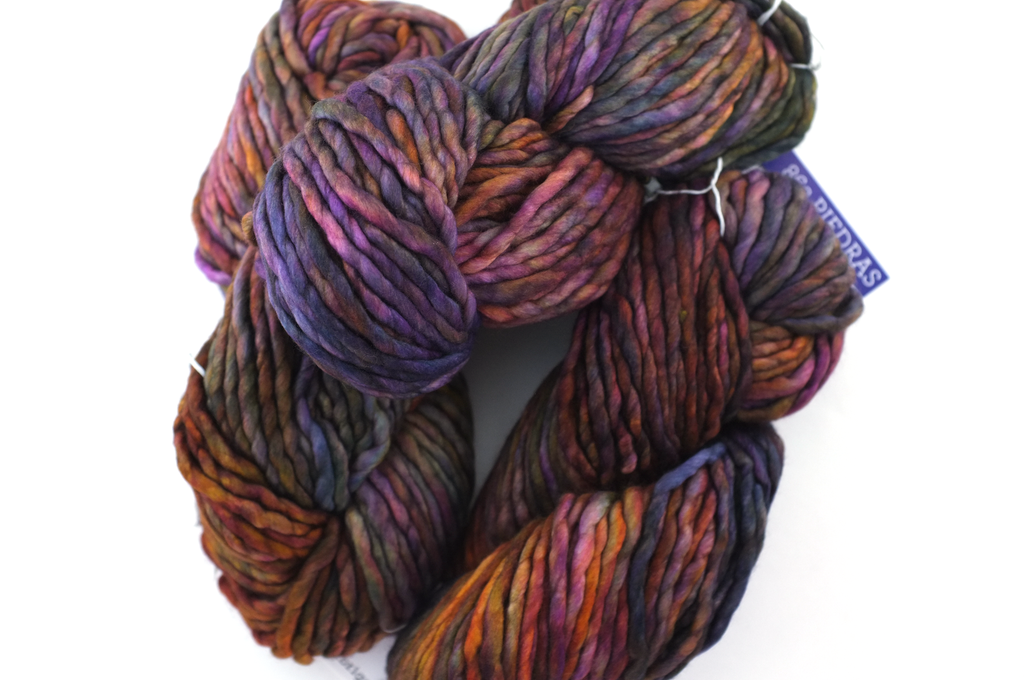 Malabrigo Rasta in color Piedras, Merino Wool Super Bulky Knitting Yarn, purples, rust, vermilion, #862 - Purple Sage Yarns