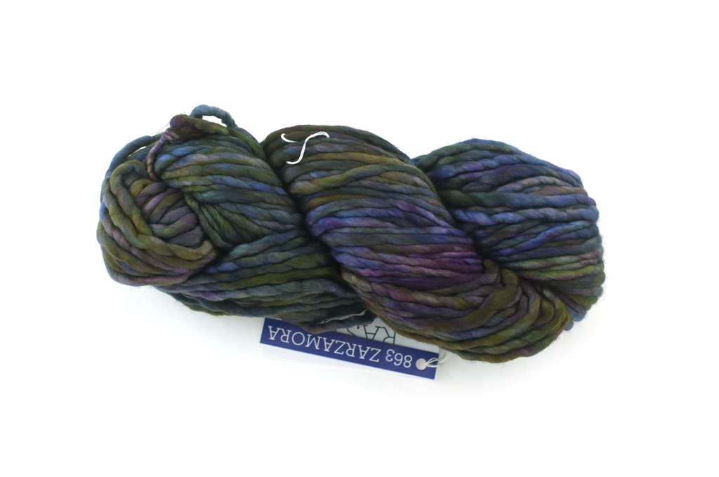 Malabrigo Rasta in color Zarzamora, Super Bulky Merino Wool Knitting Yarn, deep purple, olive, #863 - Purple Sage Yarns