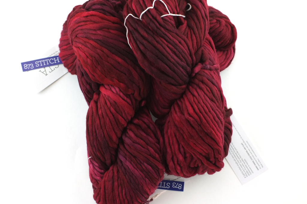 Malabrigo Rasta in color Stitch Red, Merino Wool Super Bulky Knitting Yarn, dark red, #873 - Purple Sage Yarns