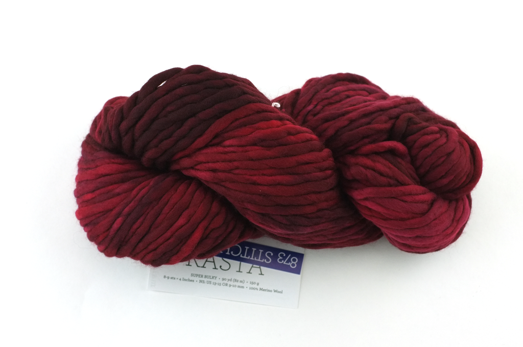 Malabrigo Rasta in color Stitch Red, Merino Wool Super Bulky Knitting Yarn, dark red, #873 - Purple Sage Yarns