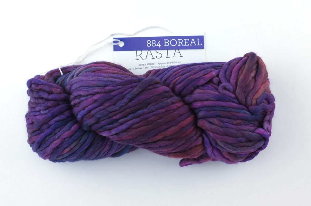 Malabrigo Rasta in color Boreal, Super Bulky Merino Wool Knitting Yarn, purple, magenta, #884 - Purple Sage Yarns