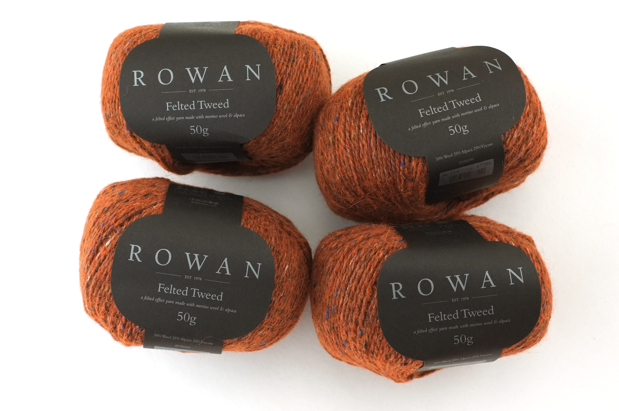 Rowan Felted Tweed Ginger 154, dark tweedy rust, merino, alpaca, viscose knitting yarn