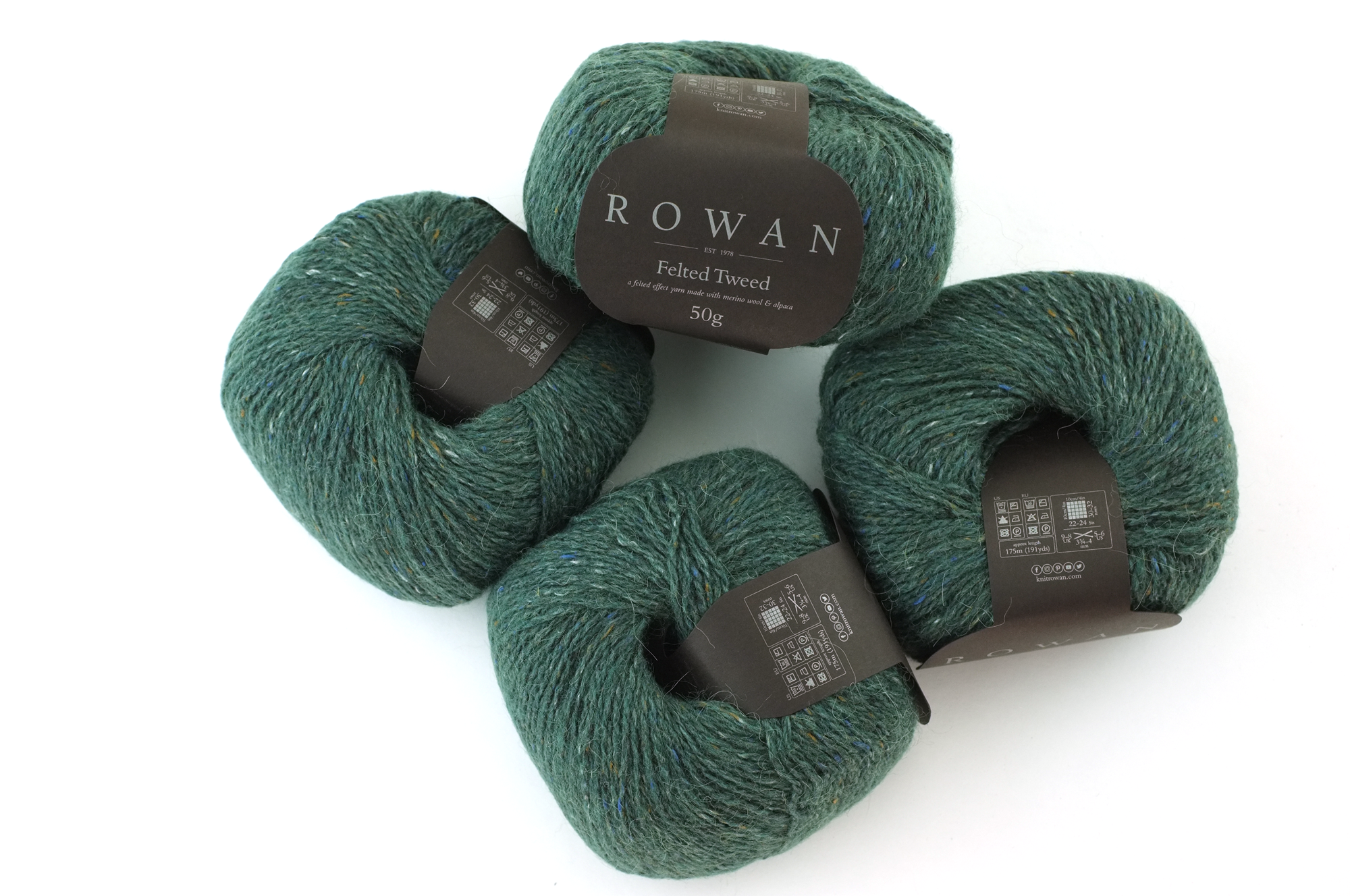 Rowan Felted Tweed Pine 158, deep pine needle green, merino, alpaca, viscose knitting yarn