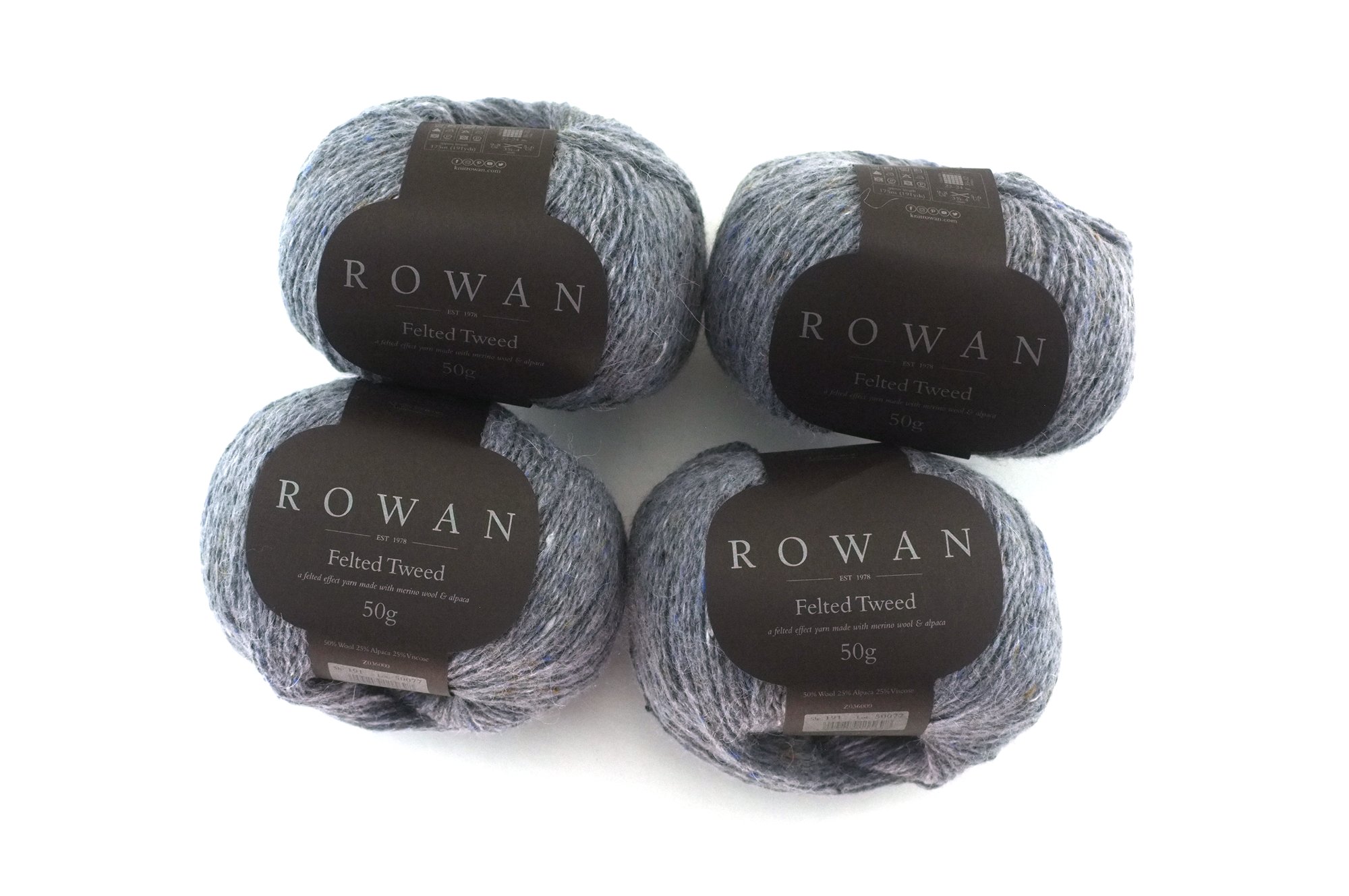 Rowan Felted Tweed DK weight, Granite 191, merino, alpaca, viscose knitting yarn in grays and blues