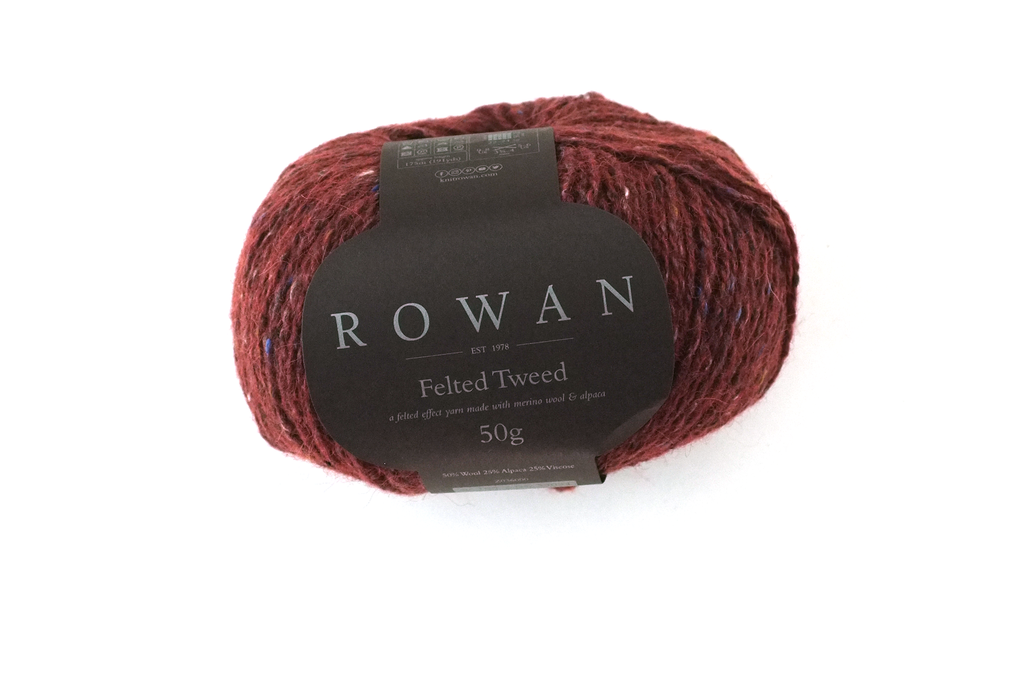 Rowan Felted Tweed Barn Red 196, deep brick red tweed, merino, alpaca, viscose knitting yarn from Purple Sage Yarns