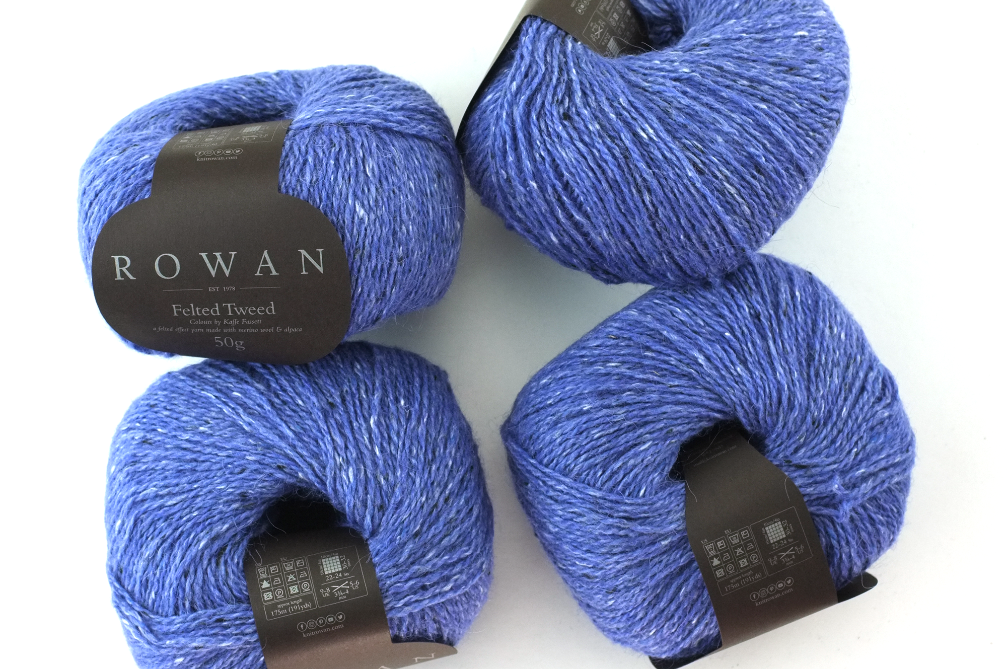 Rowan Felted Tweed Iris 201 bright periwinkle tweed, merino, alpaca, viscose knitting yarn