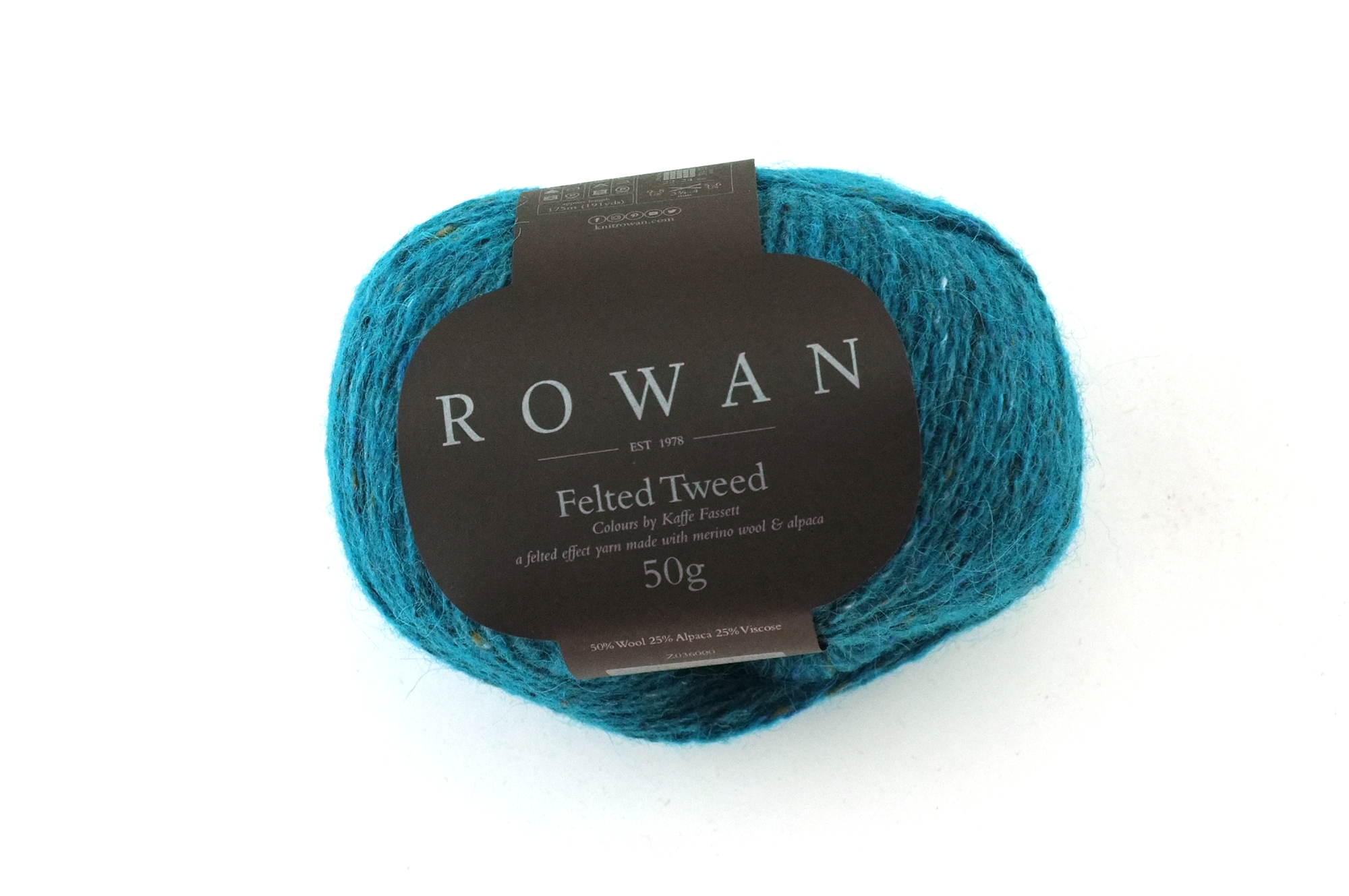 Rowan Felted Tweed Turquoise 202, deepest teal turquoise, merino, alpaca, viscose knitting yarn